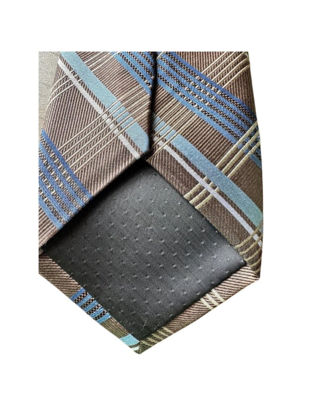 Pronto Uomo Platinum Silk Tie Set - Plaid & Geometric Patterns Brown & Gray - Picture 7 of 8